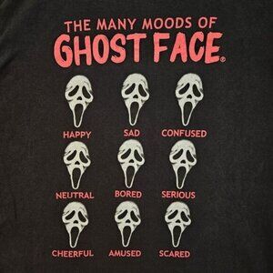 Halloween T-Shirt Ghost Face Moods Graphic Horror Scream Short Sleeve Mens Sz M